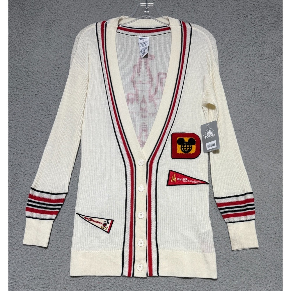 NEW Disney 50th Anniversary Vault Collection Pennants Cardigan Sweater Size XS